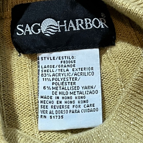 Vintage Sag Harbor Women's Mock Neck Short Sleeved Sweater Gold Sparkle Size L - Picture 6 of 10